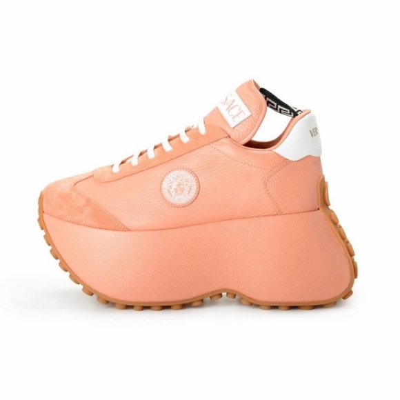 Versace 80mm Triplatform platform leather & suede sneakers NEW (AUTHENTIC) - Picture 14 of 16